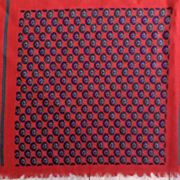 The Limited Wool Blend Fringe Shawl Scarf Vintage 80s Boho Red Paisley 45"x46" - Picture 8 of 10